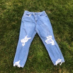 American Eagle mom jeans, distressed style great condition, size 12.